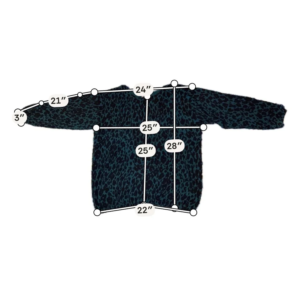 Jessica London Sweater‎ Women Large (18/20) Green Black Leopard Cotton Pullover